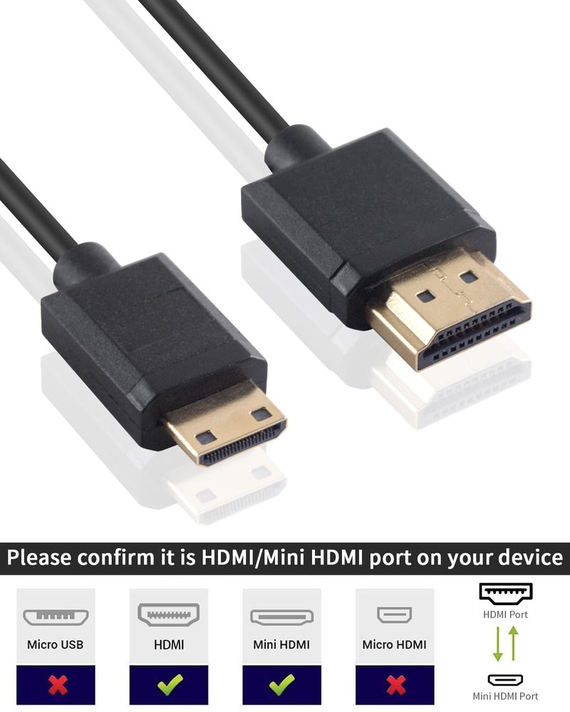 Duttek Short Mini HDMI to HDMI Cable 1FT/30cm, Ultra Slim/Flexible Soft Mini HDMI Male to HDMI Male Supports High-Speed 4K@60Hz, 3D, 18Gbps, 1080P for Projector, Monitor, Camcorde - Image 2